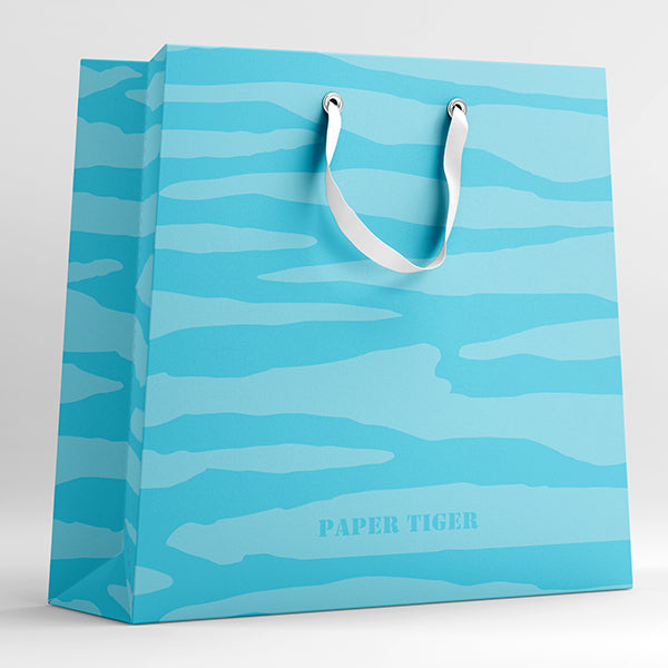 Paper Tiger Blue Stripe Gift Bag