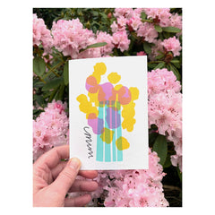 Purple and Yellow Flowers Mum Card
