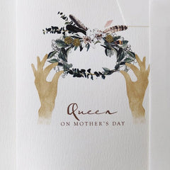 Hand Embroidered Queen on Mother’s Day Garland Card