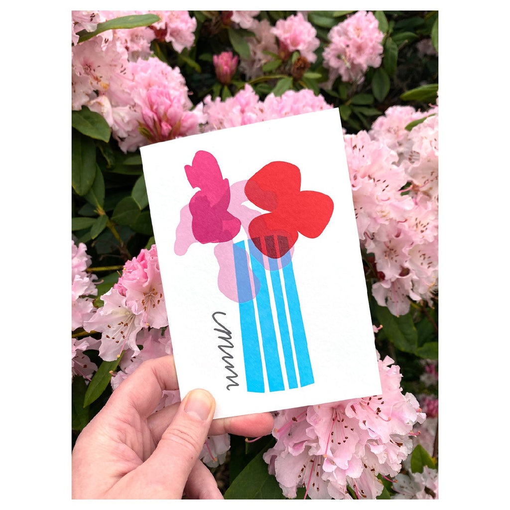 Red and Pink Flowers Mum Card
