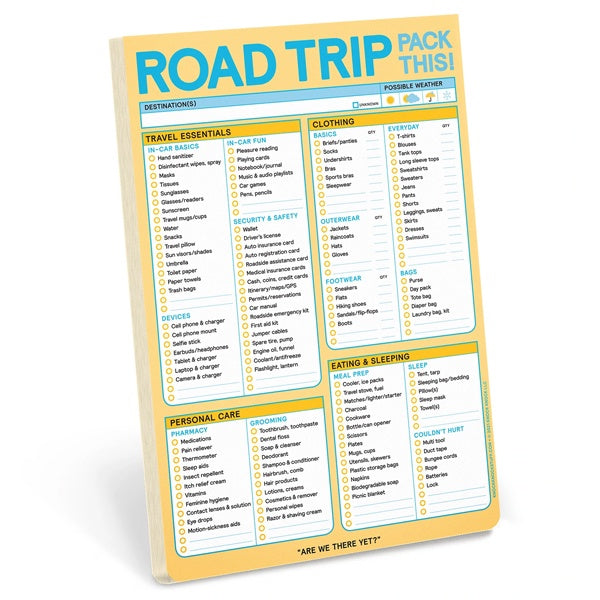 Road Trip List Pad