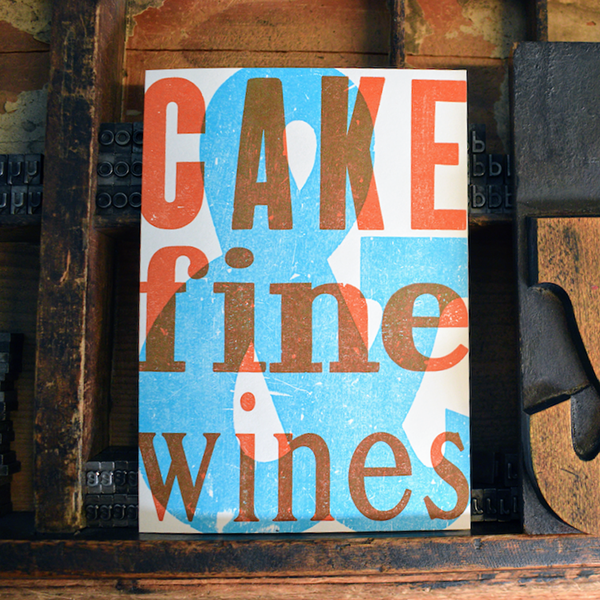 Cake and Fine Wines Letterpress Birthday Card