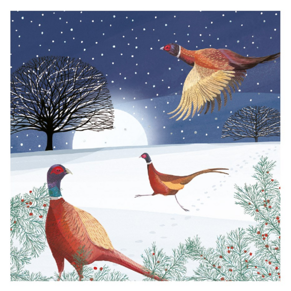 Pheasants In Snow Christmas Card Box