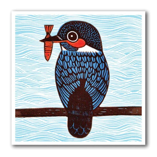 Kingfisher Linocut Card