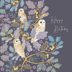 Elegant Owls National Trust Birthday Card