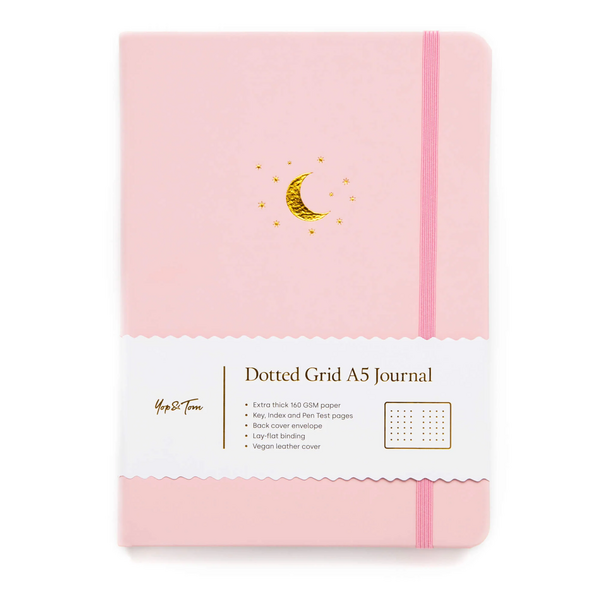Blush Pink Moon & Stars A5 Dot Grid Journal