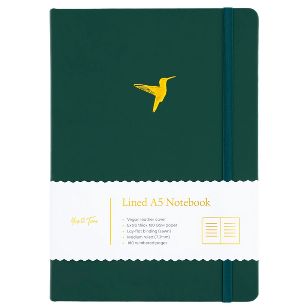 Forest Green Hummingbird A5 Lined Journal