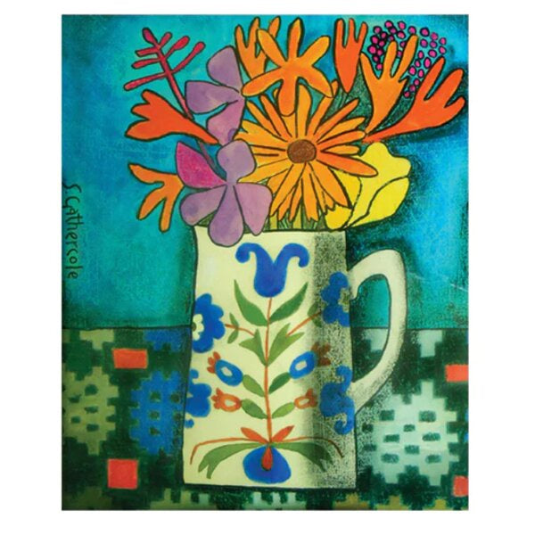 Folk Jug and Summer Flowers Card
