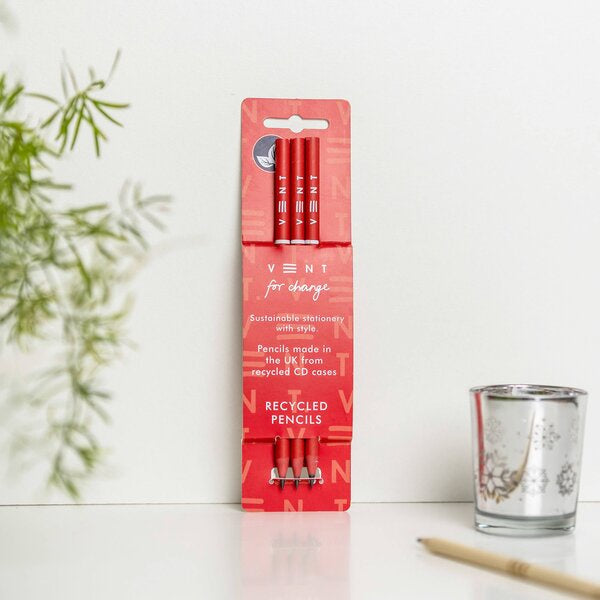Red Pack of 3 Pencils