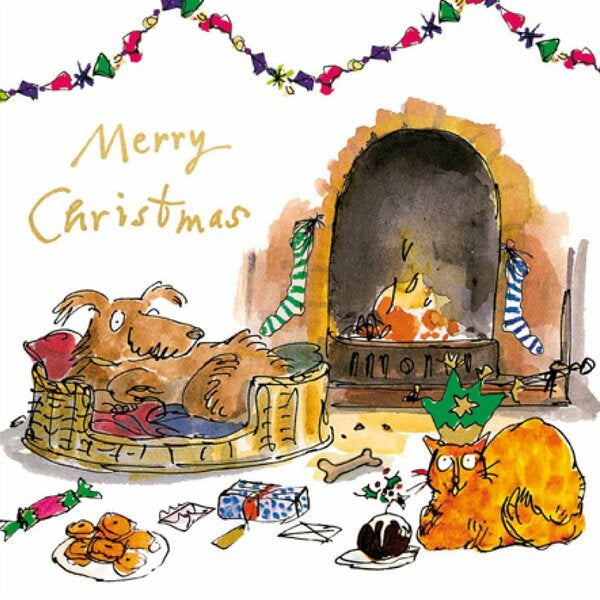 Quentin Blake Dog & Cat Christmas Card