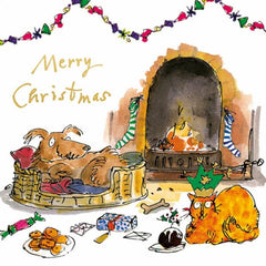 Quentin Blake Dog & Cat Christmas Card