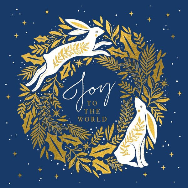 Joy White Hares Christmas Card Pack