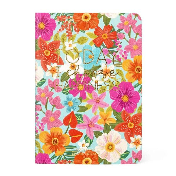 Floral I Choose Happiness Softcover Small Lined Notebook
