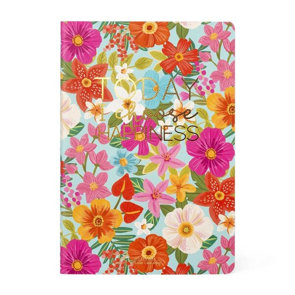 Floral I Choose Happiness Softcover Medium Lined Notebook
