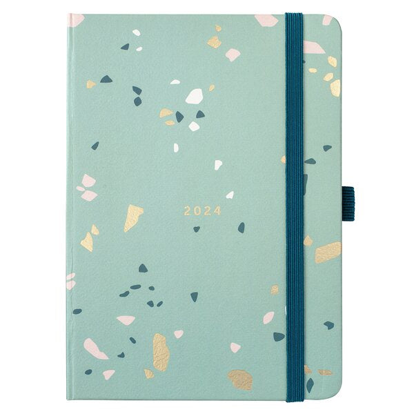 2024 Green Terrazzo Week to View A6 Diary