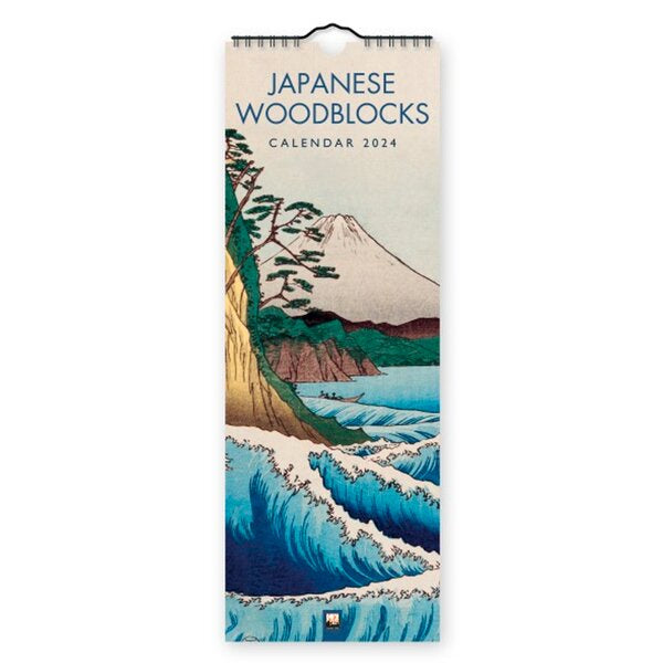 Japanese Woodblocks Slim 2024 Wall Calendar Paper Tiger