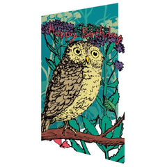 Owl Laser Cut Happy Birthday Card