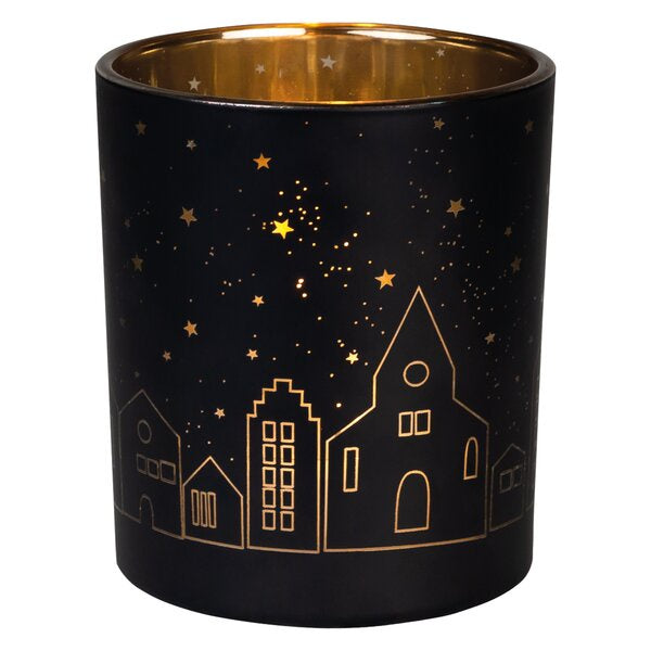 Glossy Tealight Holder Town