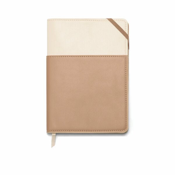Vegan Leather Pocket Journal Ivory & Taupe