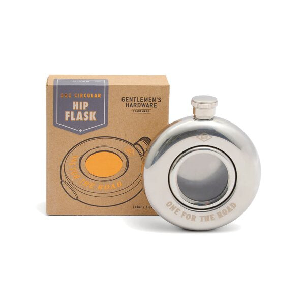 Round 135ml Hip Flask - 'One For The Road'