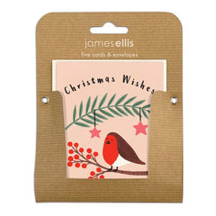 Christmas Wishes Robin Mini Pack of 5 Cards