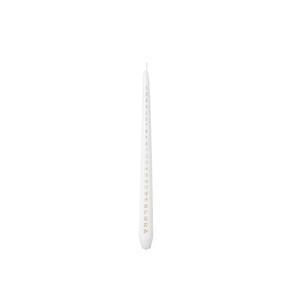 Pure White and Gold Advent Tapered Candle