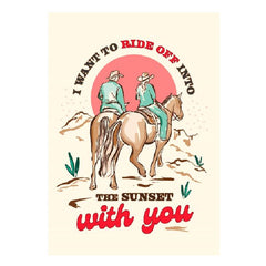 Ride Off Into The Sunset Valentine Card