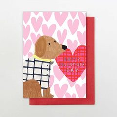 Happy Valentines Dog with Heart Card