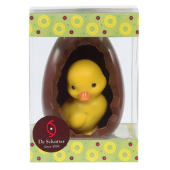 Milk Chocolate Open Easter Egg with Yellow Chocolate Duckling