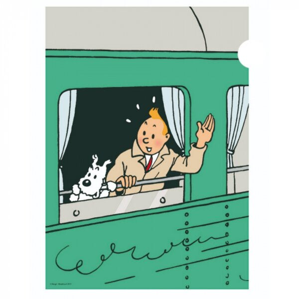 Tintin and Snowy Train Wave A4 Plastic Sleeve
