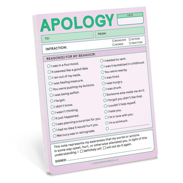 Knock Knock Apology Nifty Note Pastel Version