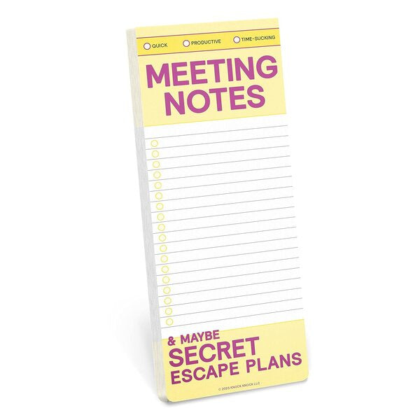 Knock Knock Meeting Notes Make-a-List Pad