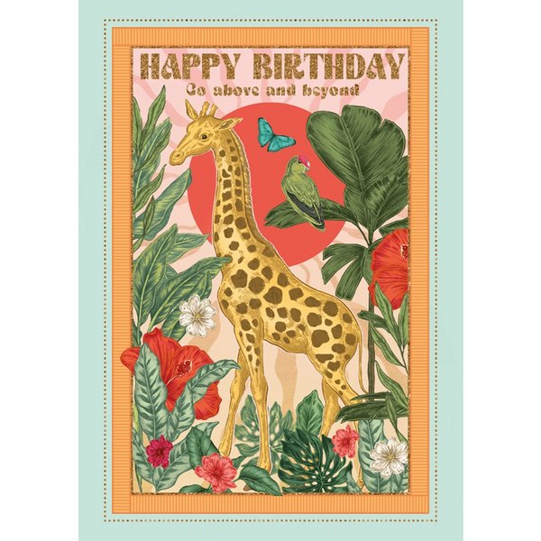 Go Above and Beyond Giraffe Birthday Card