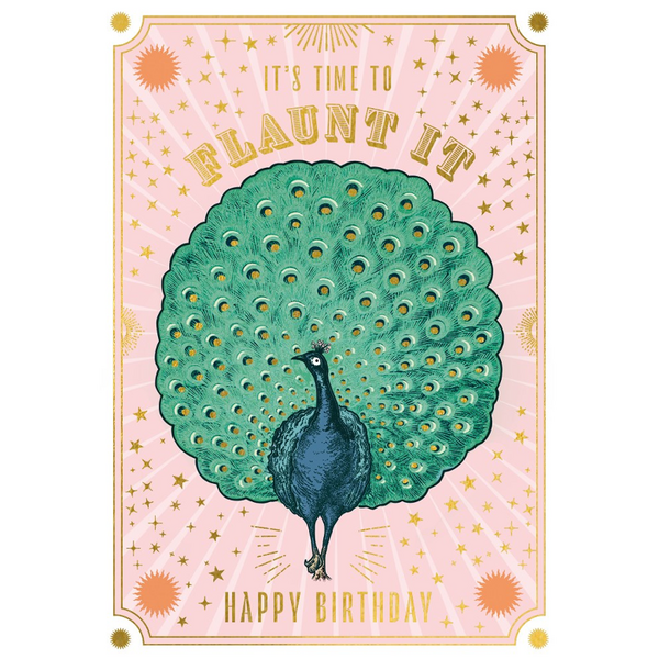 Flaunt It Peacock Birthday Card