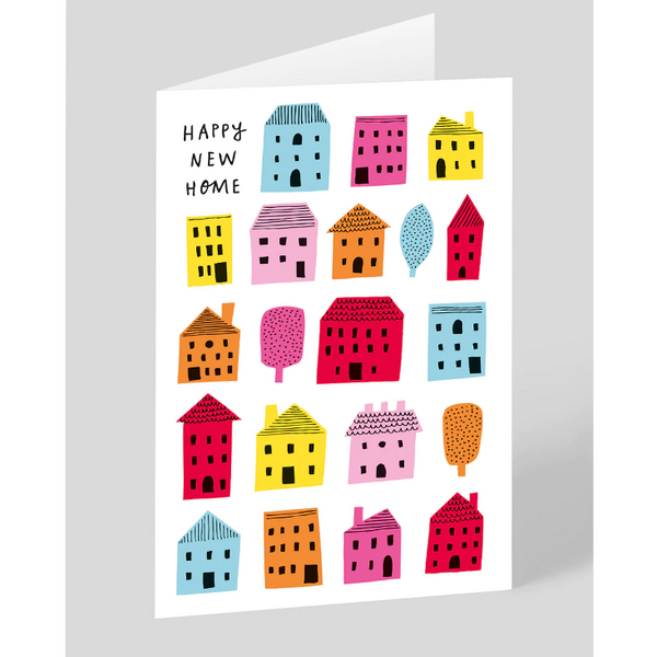 Happy New Home Coloured Houses Card