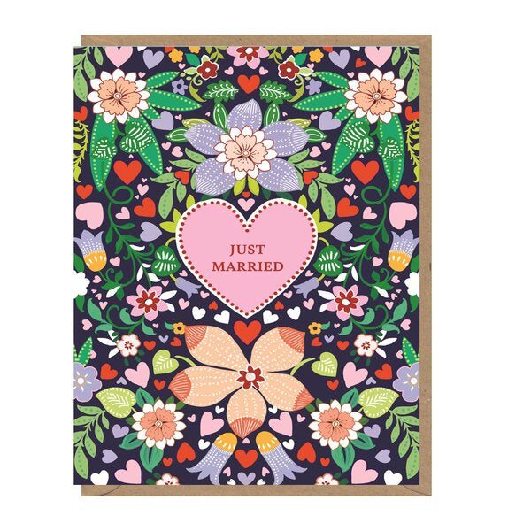 Floral Just Married Card