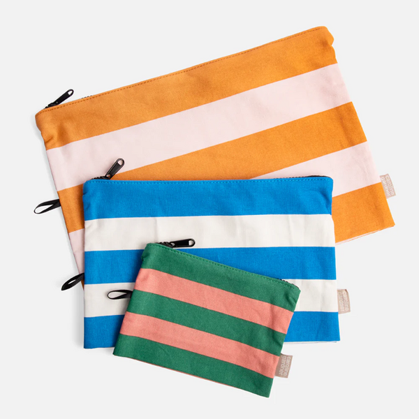 Multi Stripe Set of 3 Travel Pouches Paper Tiger