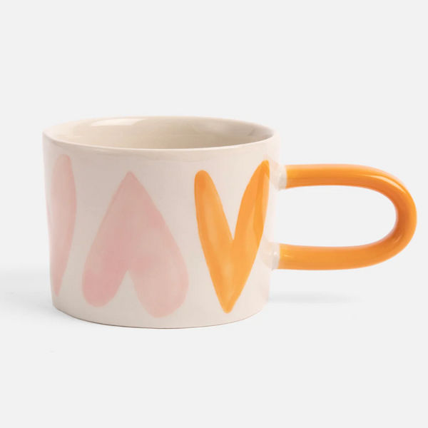 Pink and Orange Hearts Ceramic Mug