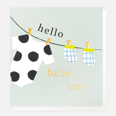Hello Baby Boy Washing Line Card