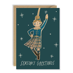 Season's Greetings Blue Highland Dancer Ornament Card