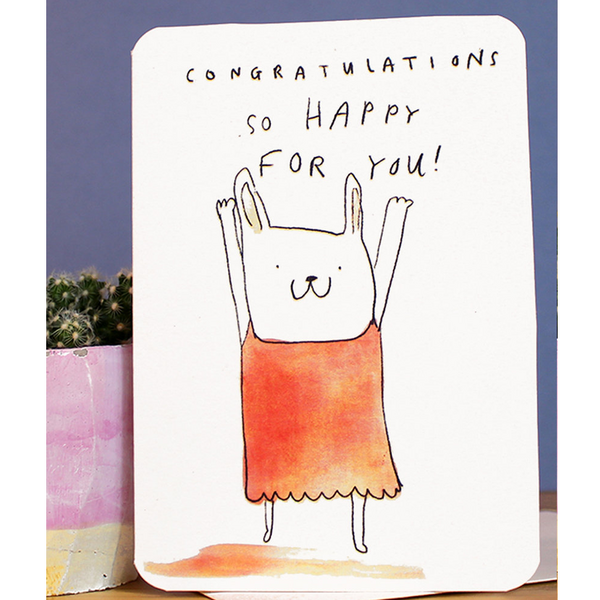 ドローイングハッピー SR カード CONGRATULATIONS! Congratulations So Happy For You Bunny Card - Paper Tiger
