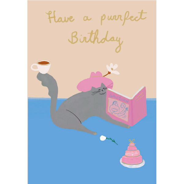 Have A Purrfect Birthday Art Loving Cat Card
