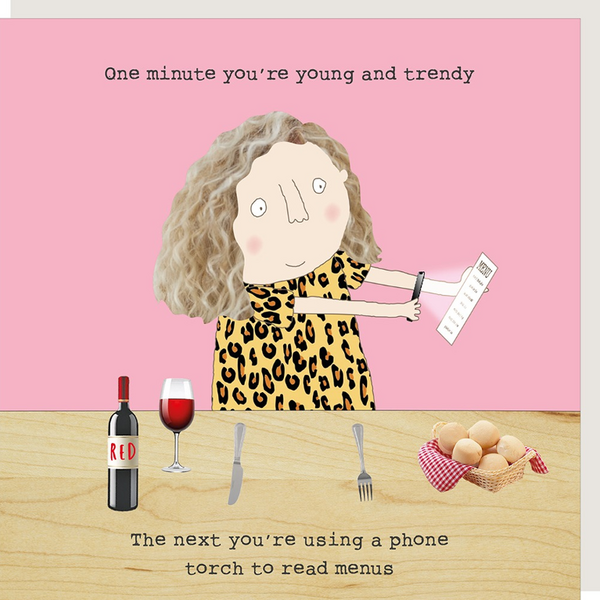 Young and Trendy Phone Torch Birthday Card