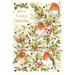Happy Christmas Robins Card