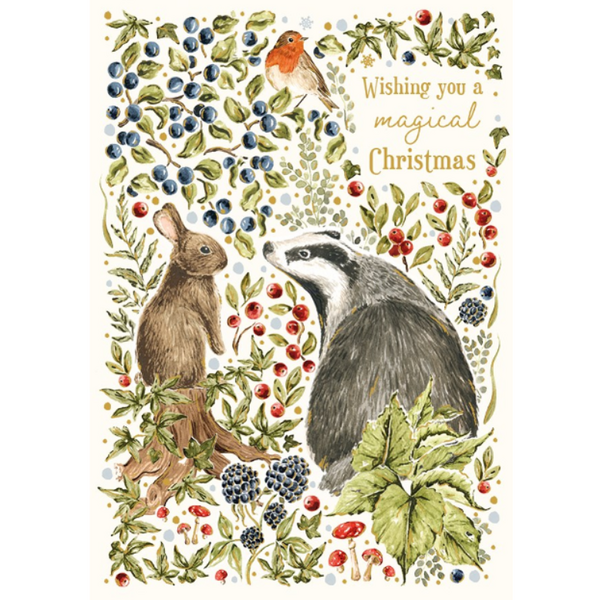 Magical Christmas Badger Christmas Card