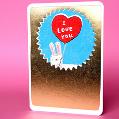 I Love You Rabbit Balloon Card