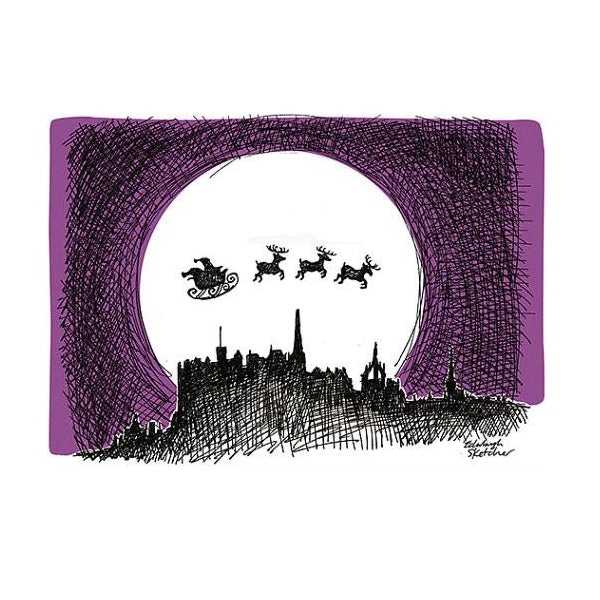Santa Over Edinburgh Christmas Card