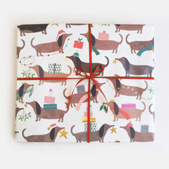 Christmas Sausage Dog & Presents Sheet Wrap
