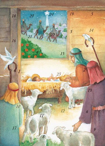 Manger and Shepherds Advent Card