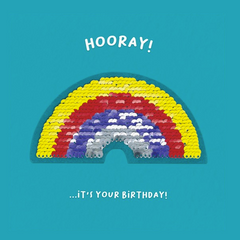 Hooray! Rainbow Sequin Patch Card
